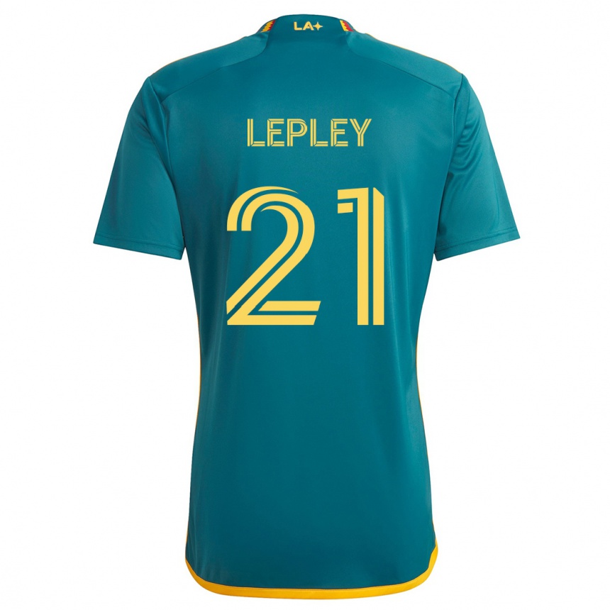 Kids Football Tucker Lepley #21 Green Yellow Away Jersey 2024/25 T-Shirt Nz