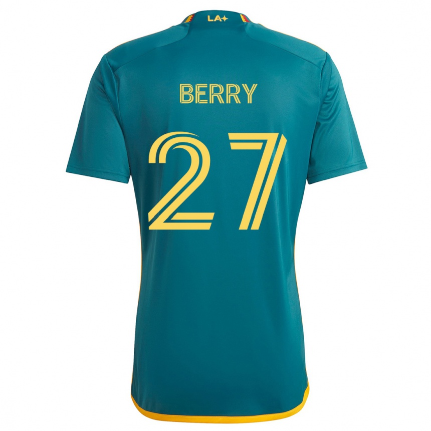 Kids Football Miguel Berry #27 Green Yellow Away Jersey 2024/25 T-Shirt Nz