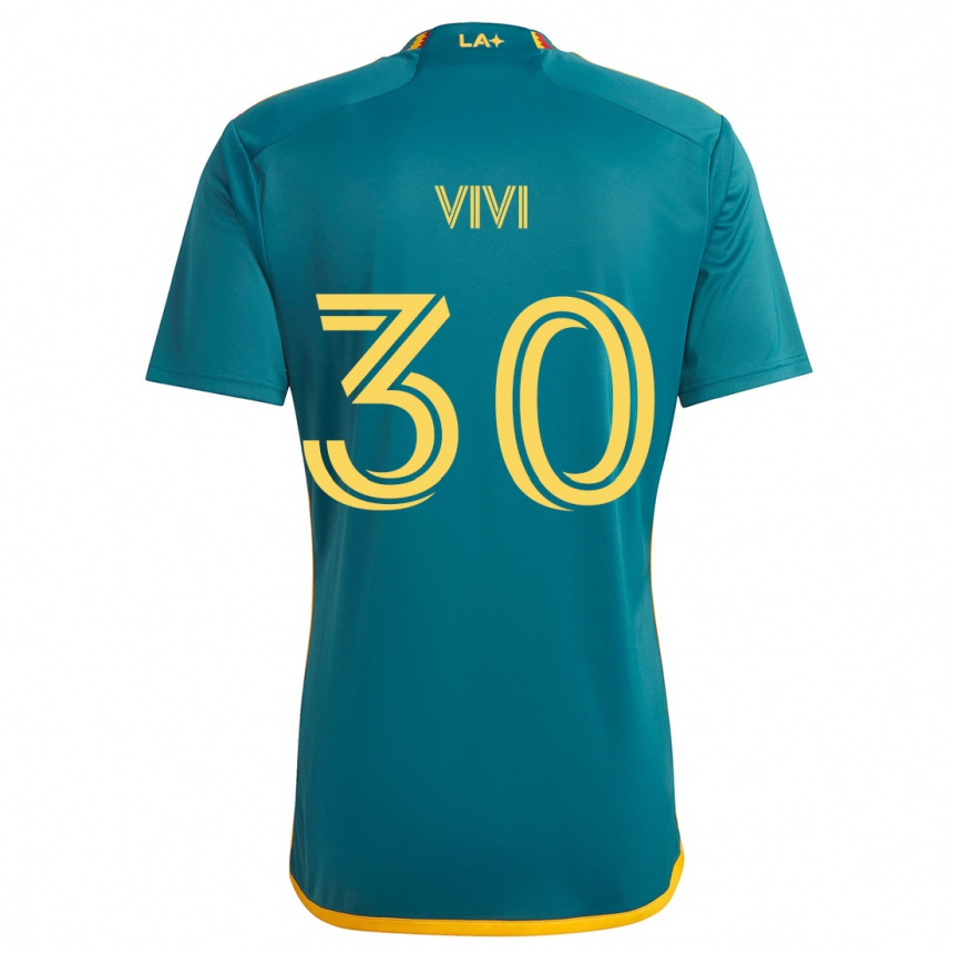 Kids Football Gino Vivi #30 Green Yellow Away Jersey 2024/25 T-Shirt Nz