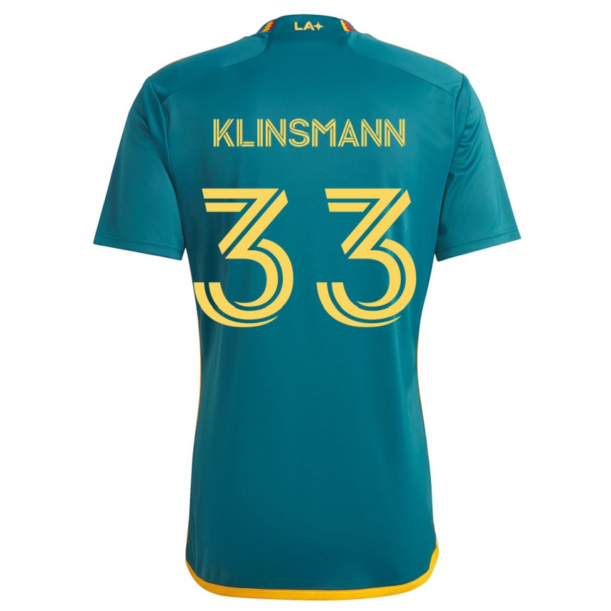 Kids Football Jonathan Klinsmann #33 Green Yellow Away Jersey 2024/25 T-Shirt Nz