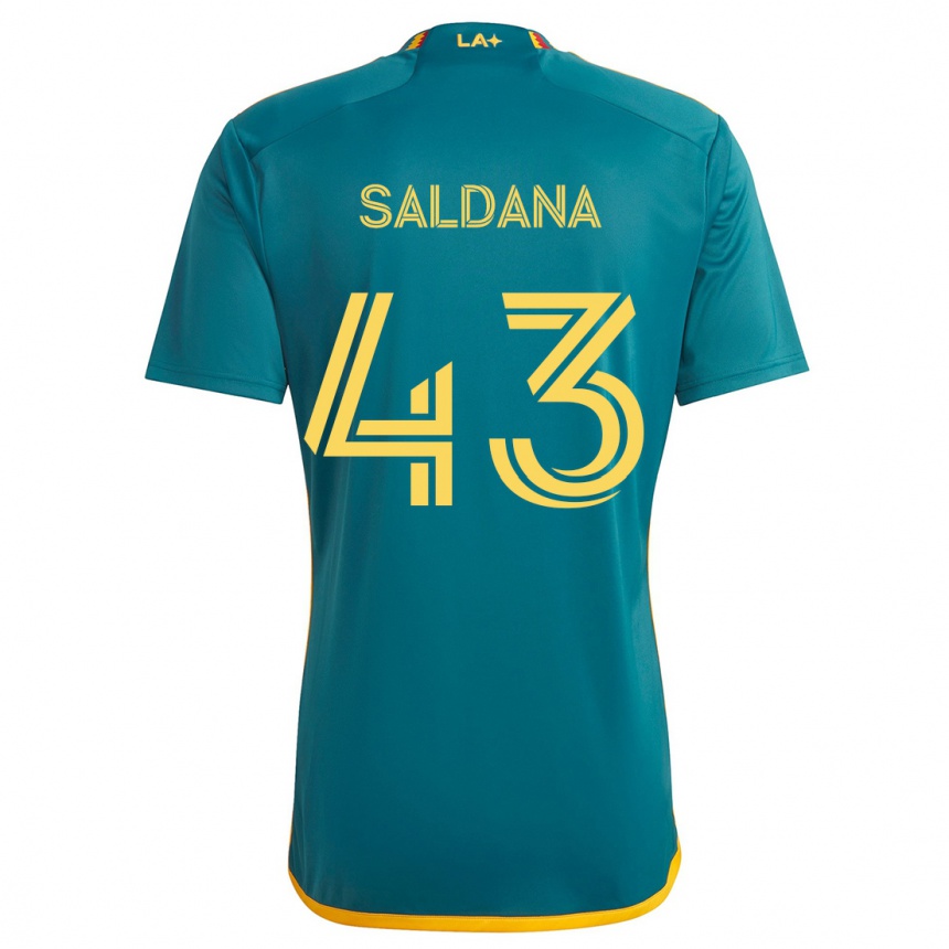 Kids Football Adam Saldaña #43 Green Yellow Away Jersey 2024/25 T-Shirt Nz