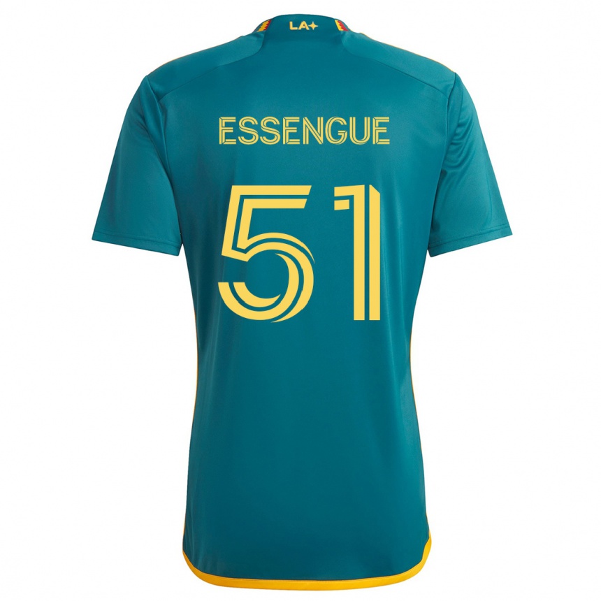 Kids Football Ascel Essengue #51 Green Yellow Away Jersey 2024/25 T-Shirt Nz