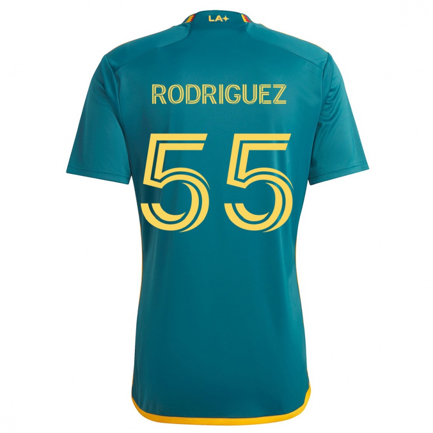 Kids Football Diego Rodriguez #55 Green Yellow Away Jersey 2024/25 T-Shirt Nz