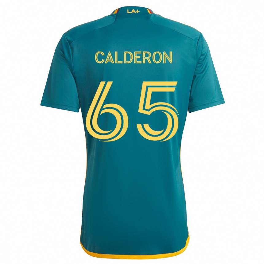 Kids Football Juan Calderón #65 Green Yellow Away Jersey 2024/25 T-Shirt Nz