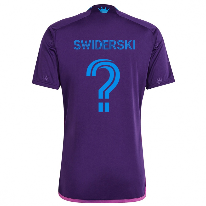 Kids Football Karol Swiderski #0 Purple Blue Away Jersey 2024/25 T-Shirt Nz