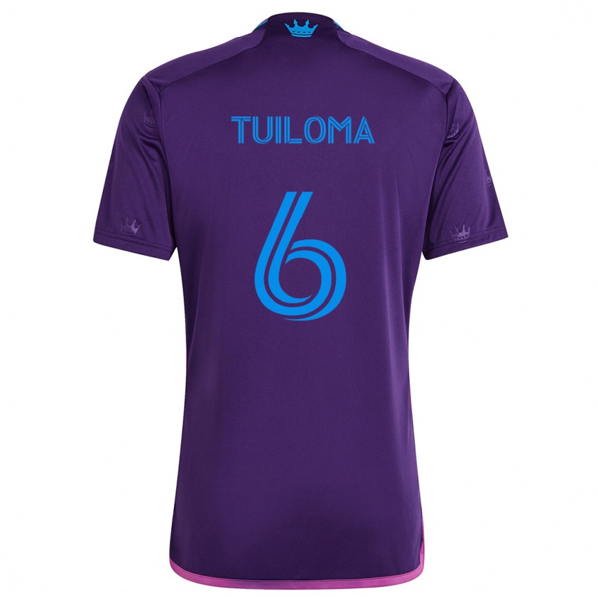 Kids Football Bill Tuiloma #6 Purple Blue Away Jersey 2024/25 T-Shirt Nz