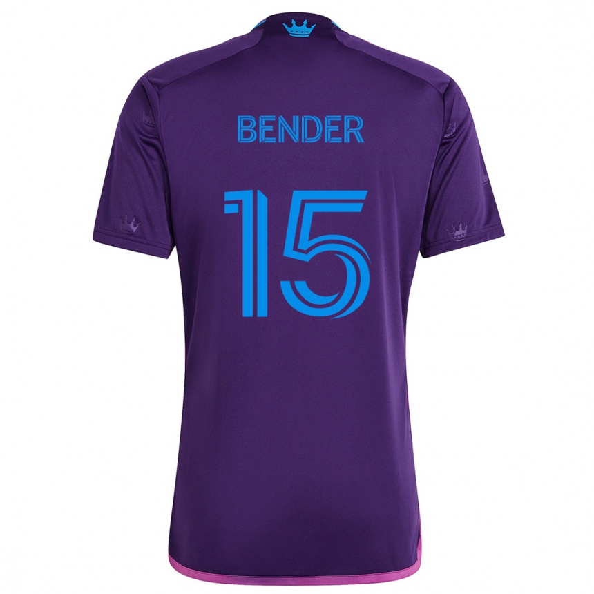 Kids Football Ben Bender #15 Purple Blue Away Jersey 2024/25 T-Shirt Nz