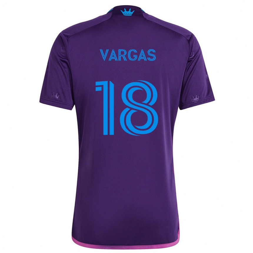 Kids Football Kerwin Vargas #18 Purple Blue Away Jersey 2024/25 T-Shirt Nz