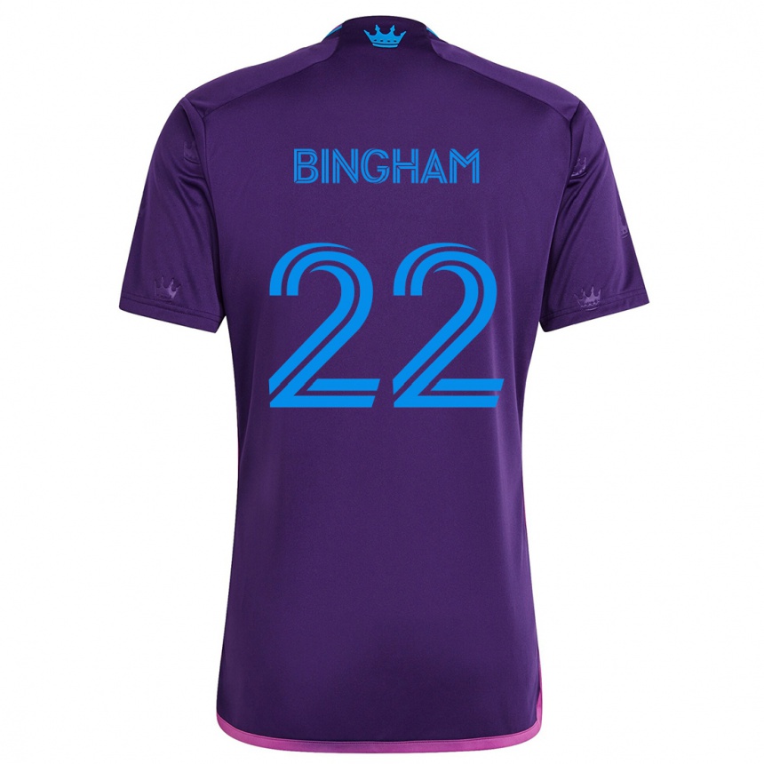 Kids Football David Bingham #22 Purple Blue Away Jersey 2024/25 T-Shirt Nz