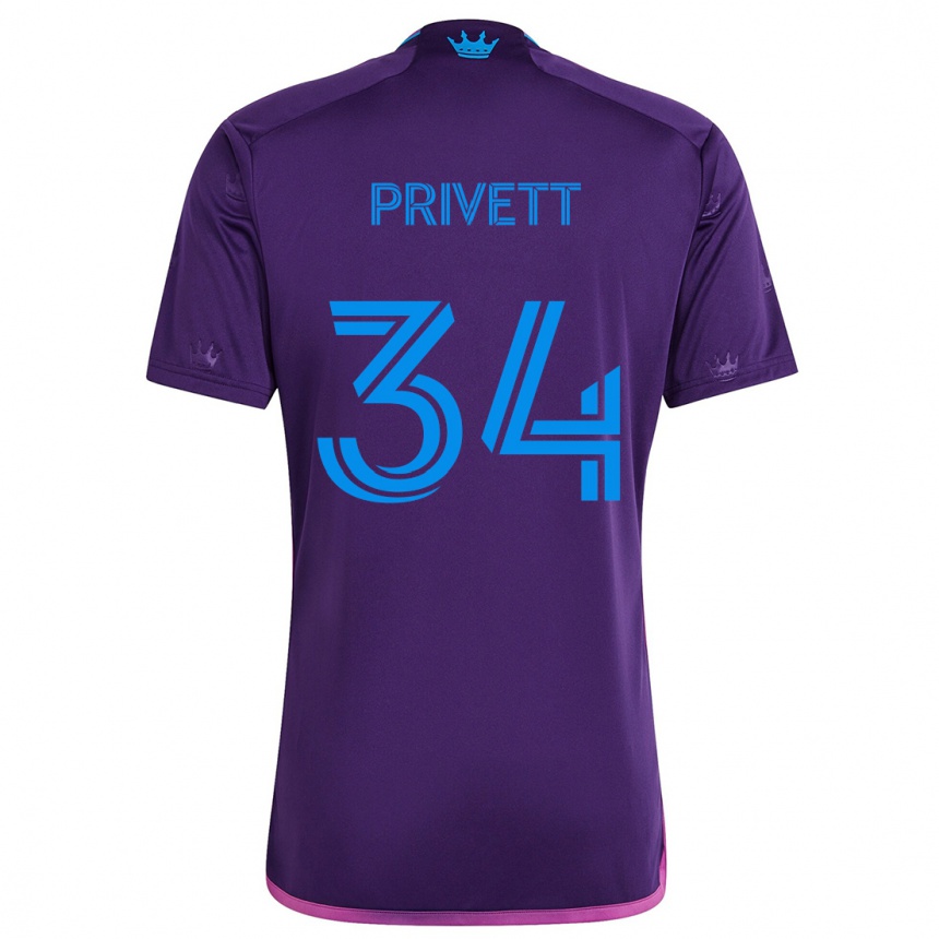 Kids Football Andrew Privett #34 Purple Blue Away Jersey 2024/25 T-Shirt Nz