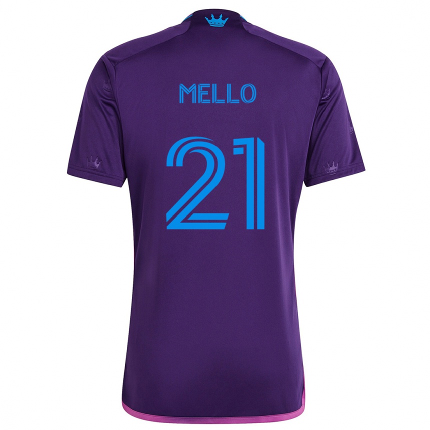 Kids Football Vinicius Mello #21 Purple Blue Away Jersey 2024/25 T-Shirt Nz