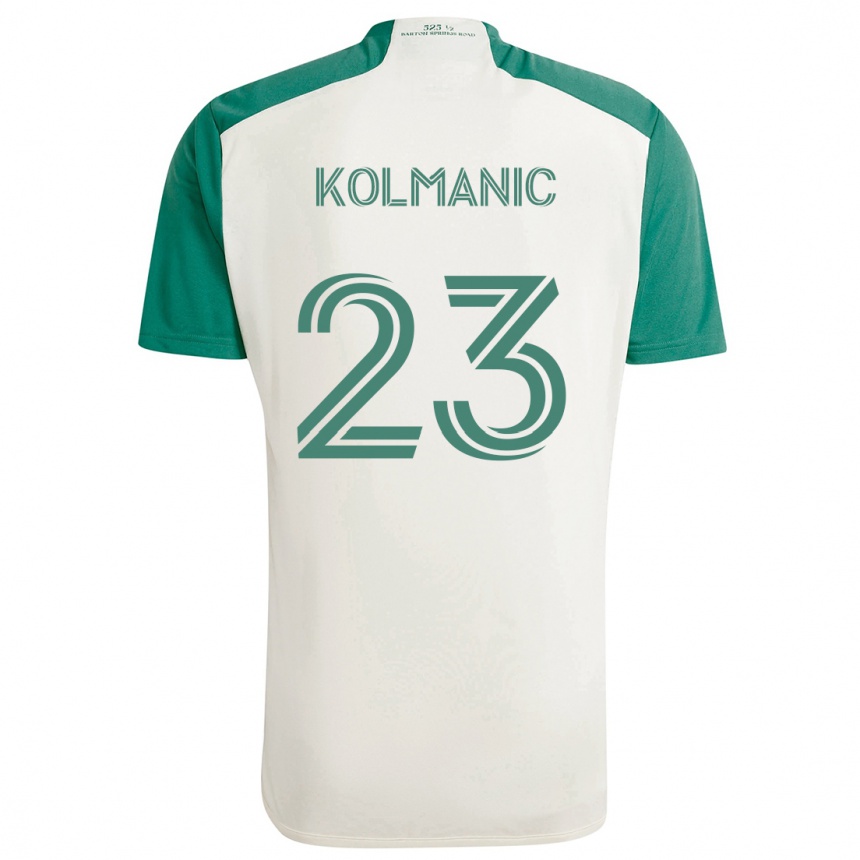 Kids Football Zan Kolmanic #23 Tan Green Away Jersey 2024/25 T-Shirt Nz