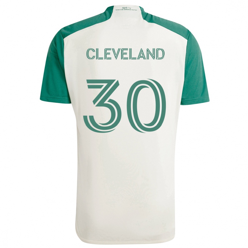 Kids Football Stefan Cleveland #30 Tan Green Away Jersey 2024/25 T-Shirt Nz