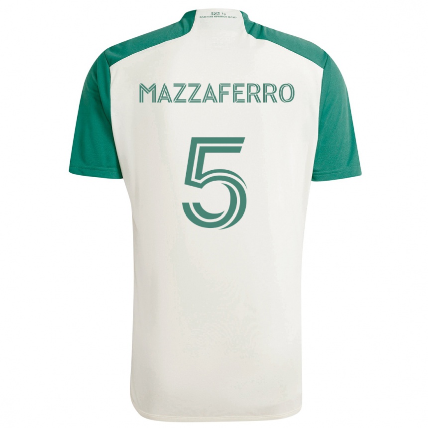 Kids Football Salvatore Mazzaferro #5 Tan Green Away Jersey 2024/25 T-Shirt Nz