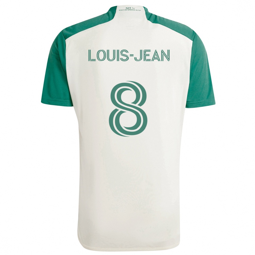 Kids Football Steeve Louis-Jean #8 Tan Green Away Jersey 2024/25 T-Shirt Nz