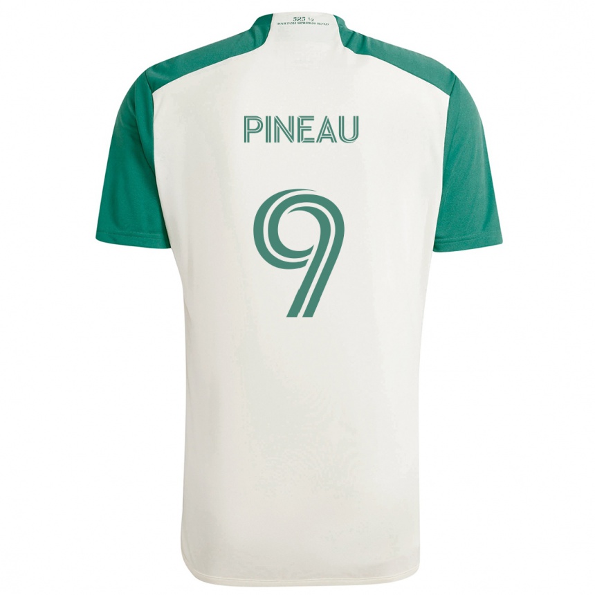 Kids Football Sebastien Pineau #9 Tan Green Away Jersey 2024/25 T-Shirt Nz