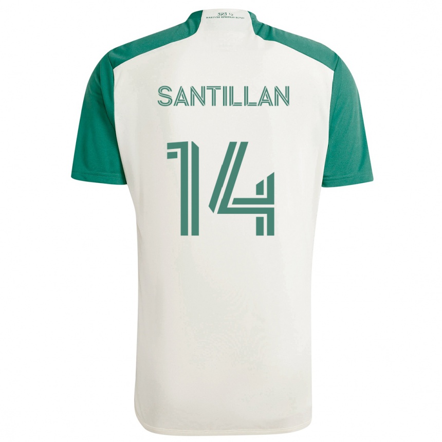 Kids Football Jonathan Santillan #14 Tan Green Away Jersey 2024/25 T-Shirt Nz