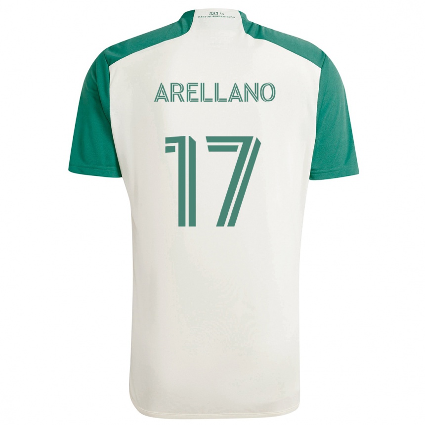 Kids Football Bryan Arellano #17 Tan Green Away Jersey 2024/25 T-Shirt Nz