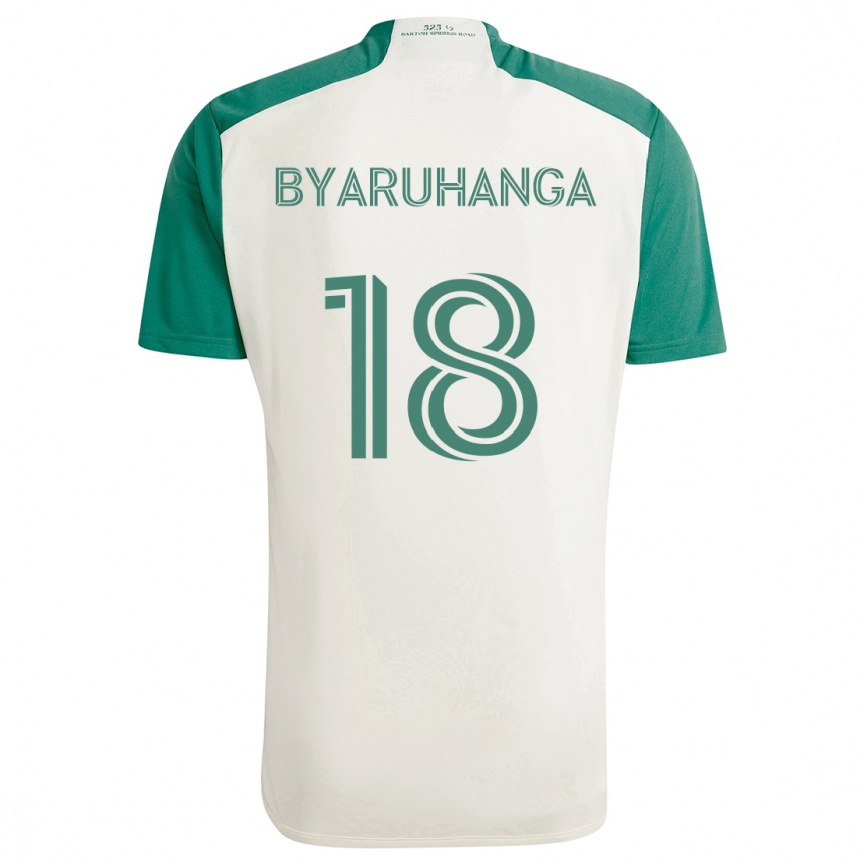 Kids Football Bobosi Byaruhanga #18 Tan Green Away Jersey 2024/25 T-Shirt Nz