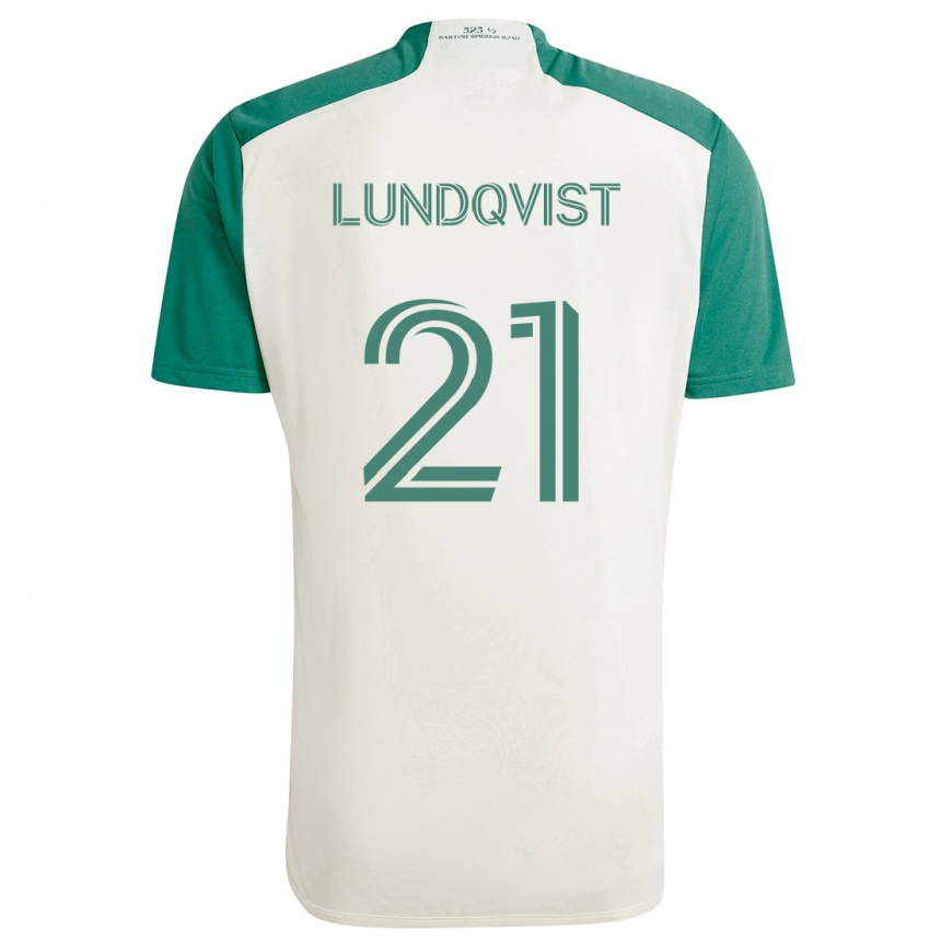 Kids Football Adam Lundqvist #21 Tan Green Away Jersey 2024/25 T-Shirt Nz