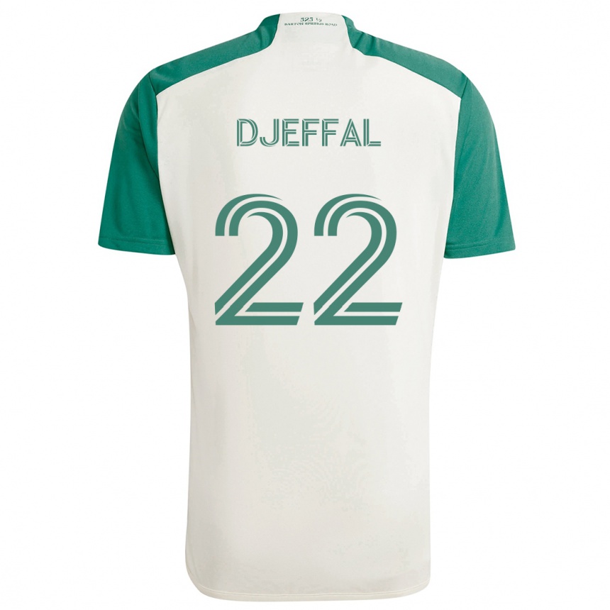 Kids Football Sofiane Djeffal #22 Tan Green Away Jersey 2024/25 T-Shirt Nz