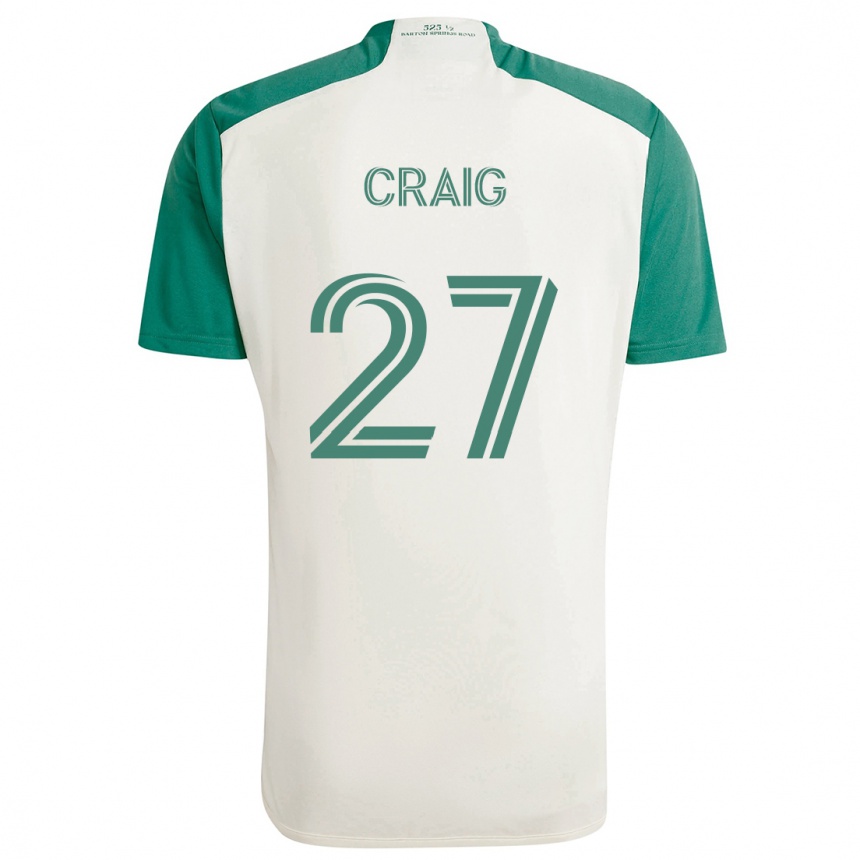 Kids Football Brandan Craig #27 Tan Green Away Jersey 2024/25 T-Shirt Nz