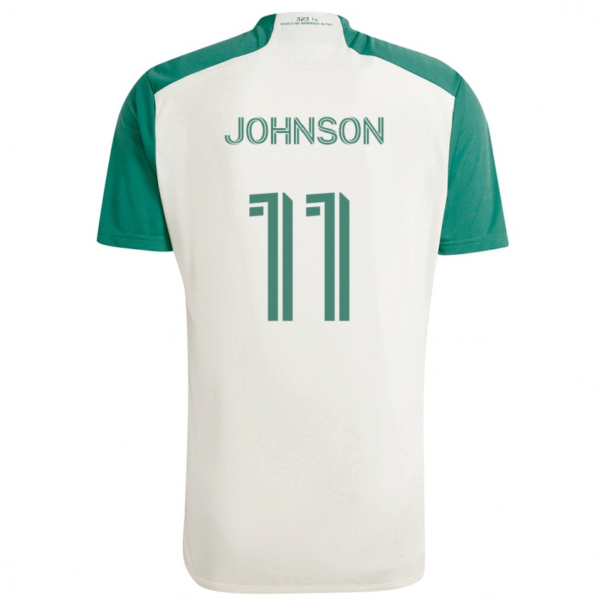 Kids Football Emmanuel Johnson #11 Tan Green Away Jersey 2024/25 T-Shirt Nz