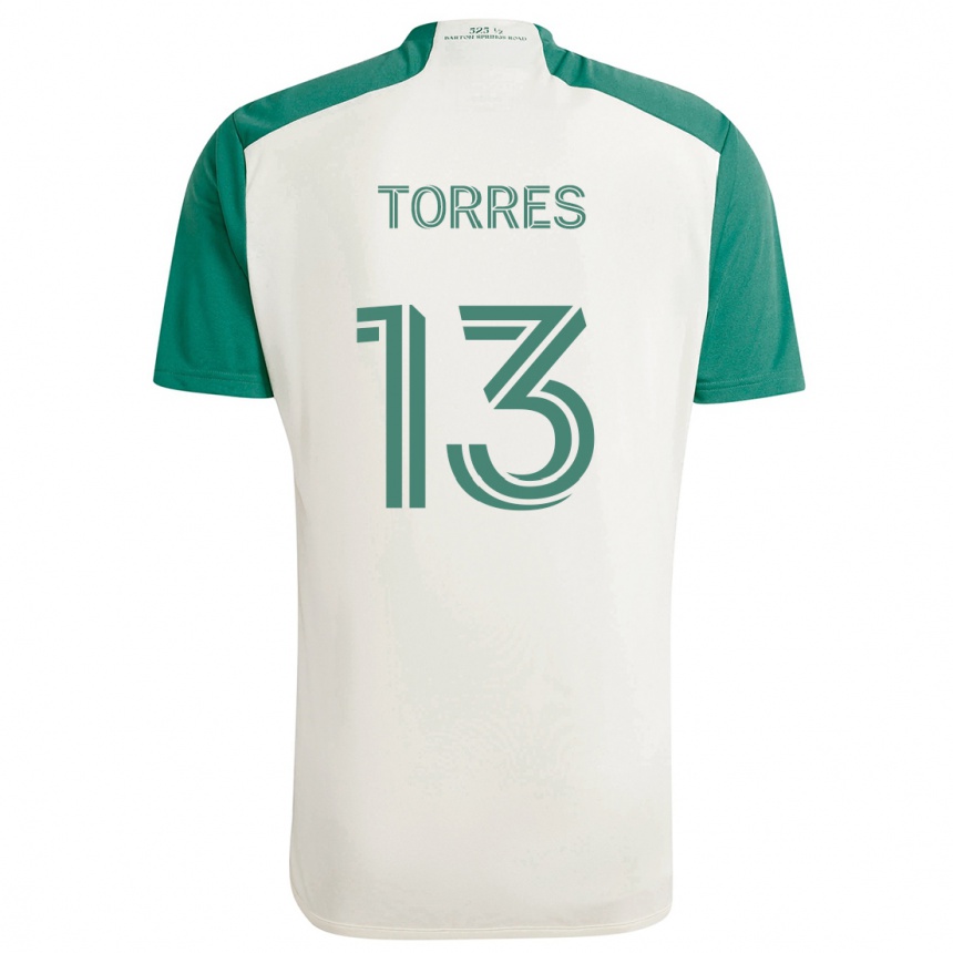 Kids Football Leo Torres #13 Tan Green Away Jersey 2024/25 T-Shirt Nz