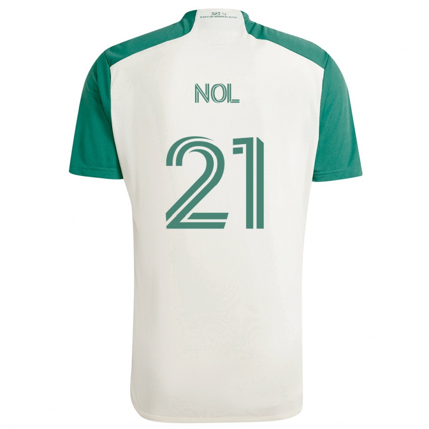 Kids Football Valentin Noël #21 Tan Green Away Jersey 2024/25 T-Shirt Nz