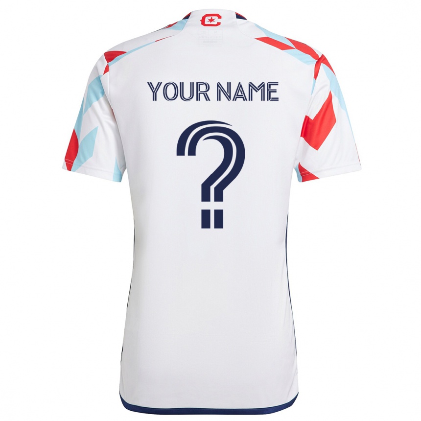 Kids Football Your Name #0 White Red Blue Away Jersey 2024/25 T-Shirt Nz