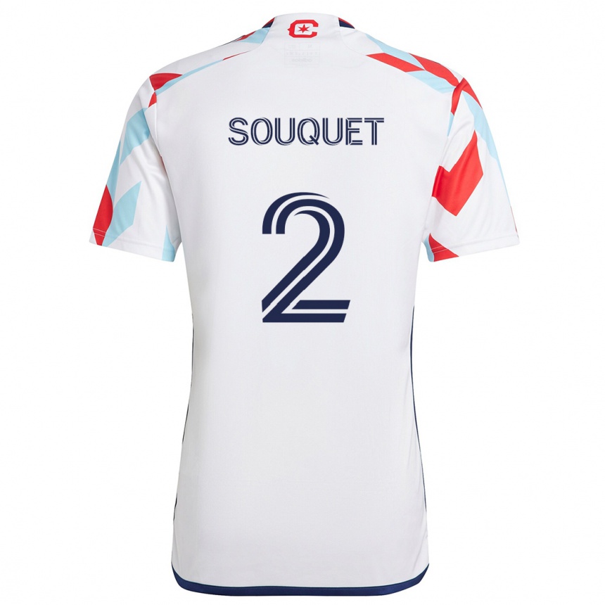 Kids Football Arnaud Souquet #2 White Red Blue Away Jersey 2024/25 T-Shirt Nz