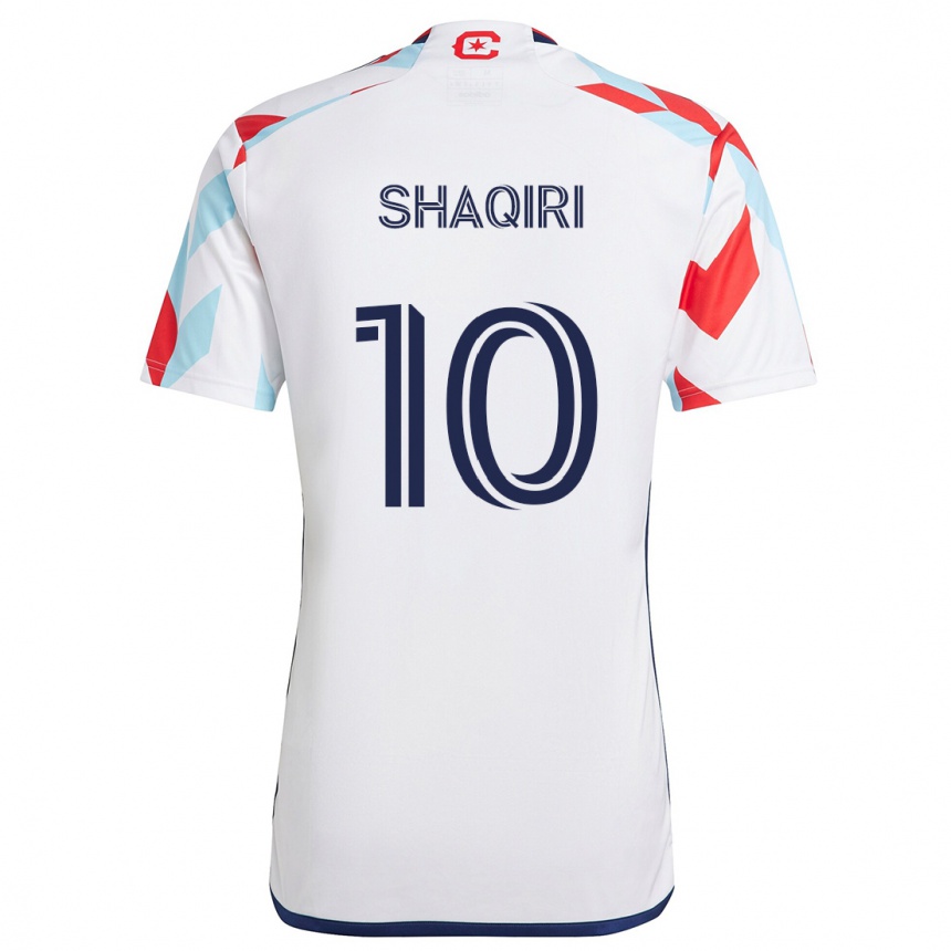 Kids Football Xherdan Shaqiri #10 White Red Blue Away Jersey 2024/25 T-Shirt Nz