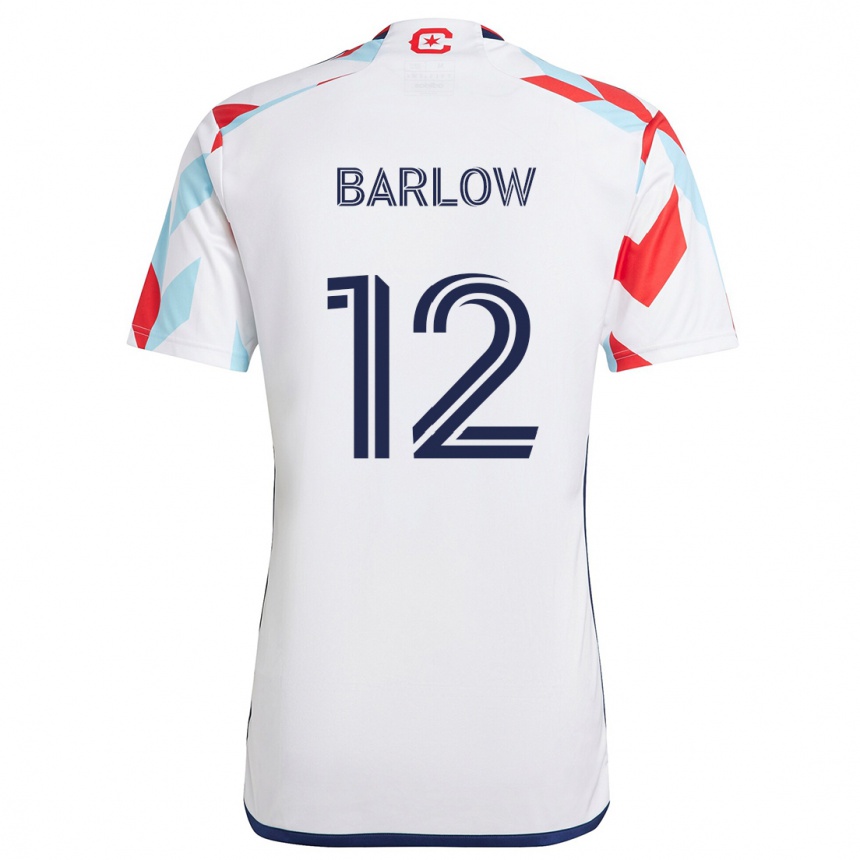 Kids Football Tom Barlow #12 White Red Blue Away Jersey 2024/25 T-Shirt Nz