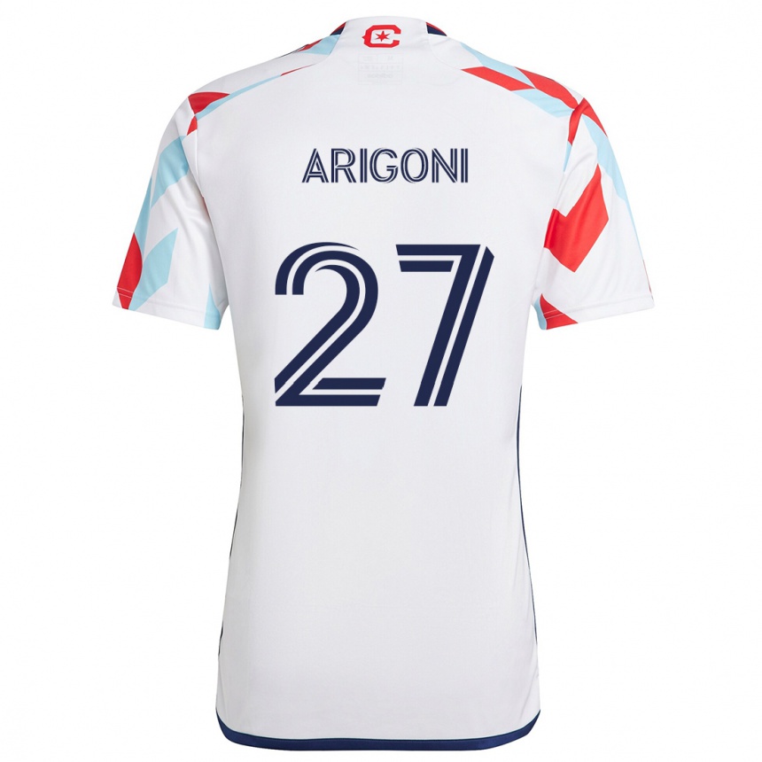 Kids Football Allan Arigoni #27 White Red Blue Away Jersey 2024/25 T-Shirt Nz