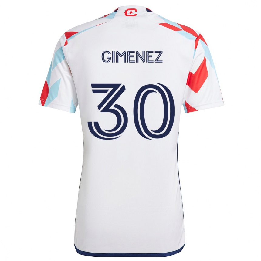 Kids Football Gastón Giménez #30 White Red Blue Away Jersey 2024/25 T-Shirt Nz