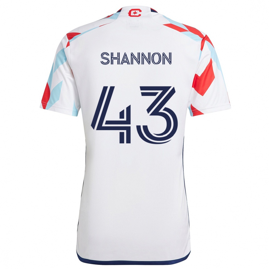 Kids Football Jaylen Shannon #43 White Red Blue Away Jersey 2024/25 T-Shirt Nz