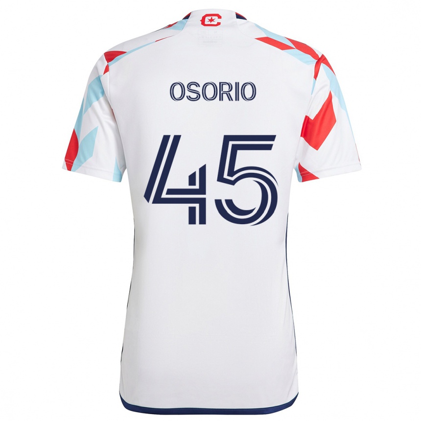 Kids Football Harold Osorio #45 White Red Blue Away Jersey 2024/25 T-Shirt Nz