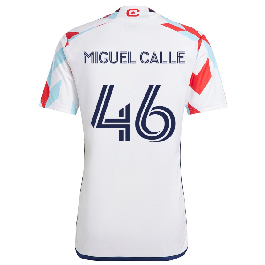 Kids Football Juan Miguel Calle #46 White Red Blue Away Jersey 2024/25 T-Shirt Nz