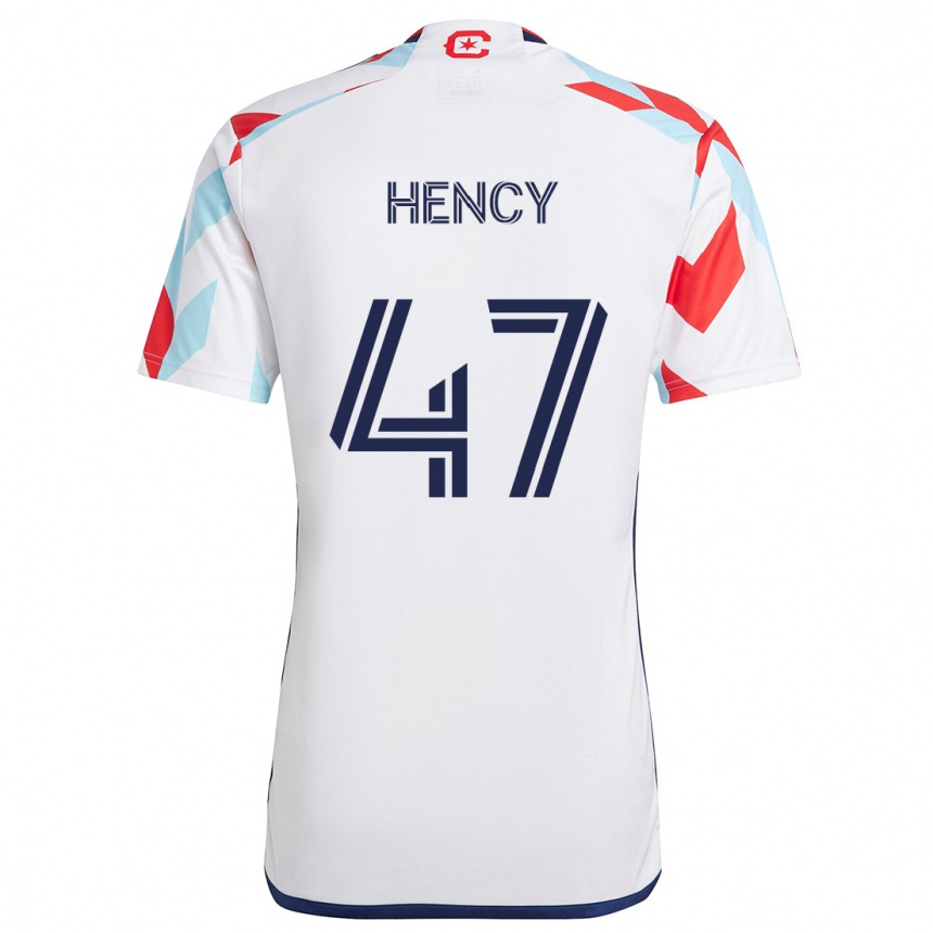 Kids Football Billy Hency #47 White Red Blue Away Jersey 2024/25 T-Shirt Nz