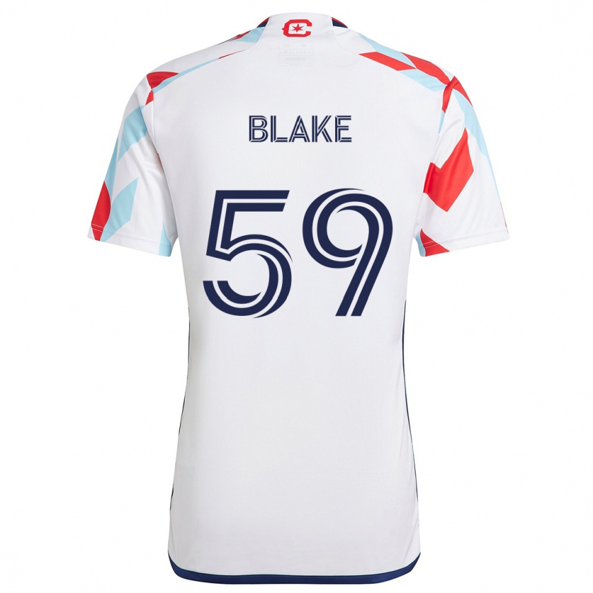 Kids Football Romain Blake #59 White Red Blue Away Jersey 2024/25 T-Shirt Nz