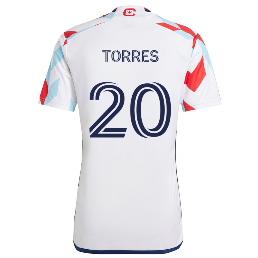 Kids Football Jairo Torres #20 White Red Blue Away Jersey 2024/25 T-Shirt Nz