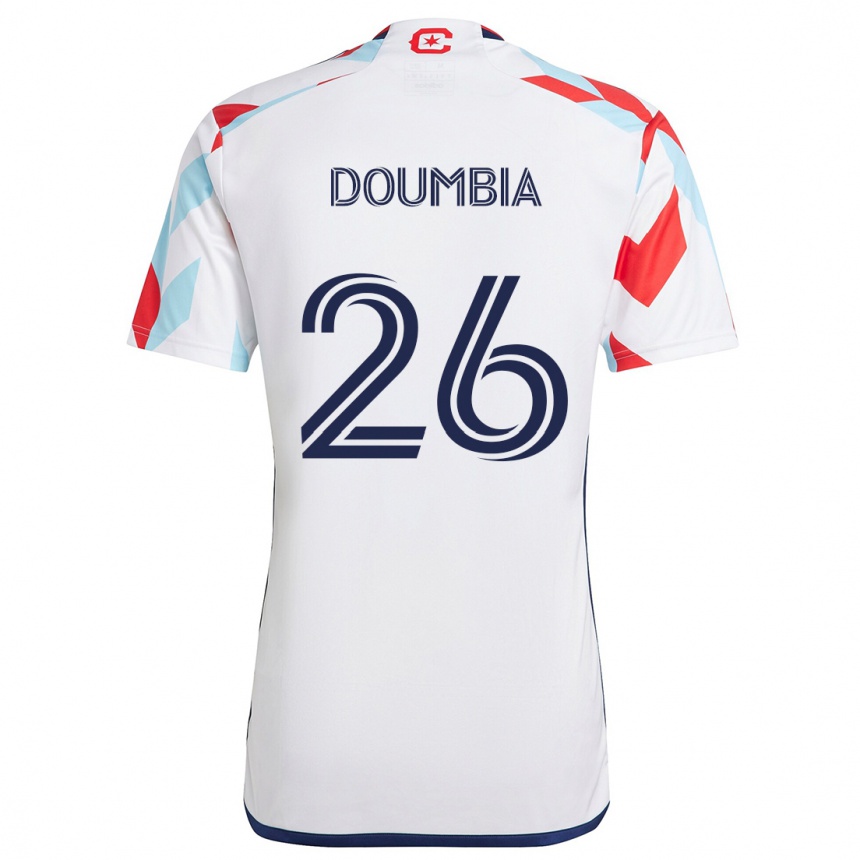 Kids Football Ousmane Doumbia #26 White Red Blue Away Jersey 2024/25 T-Shirt Nz