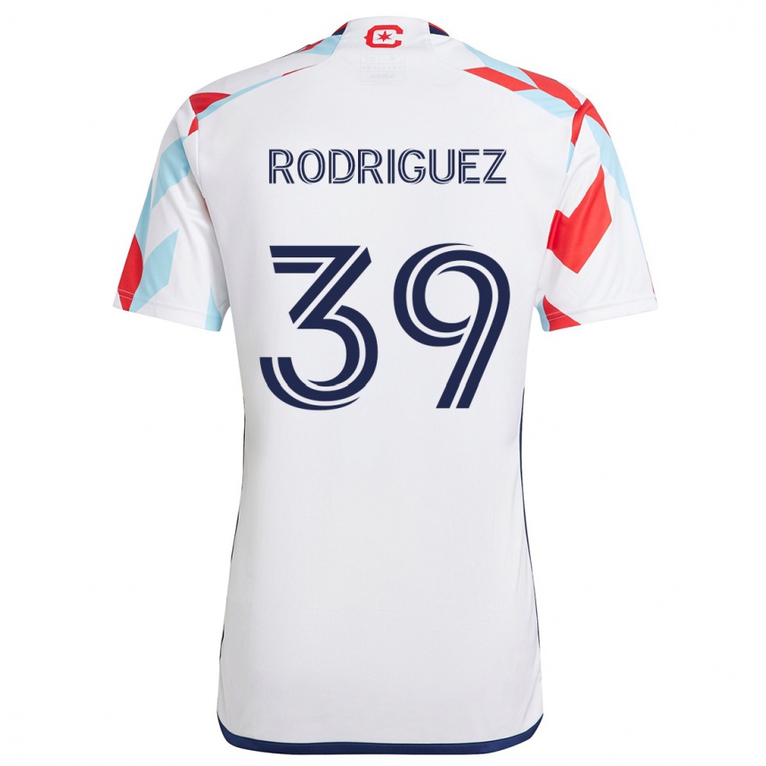 Kids Football Allan Rodriguez #39 White Red Blue Away Jersey 2024/25 T-Shirt Nz