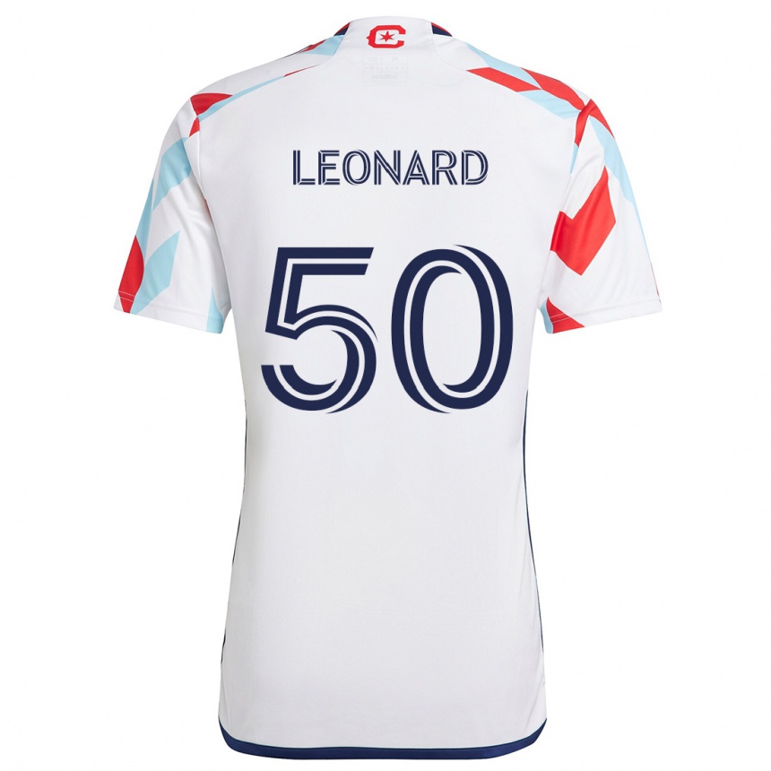 Kids Football Eric Leonard #50 White Red Blue Away Jersey 2024/25 T-Shirt Nz