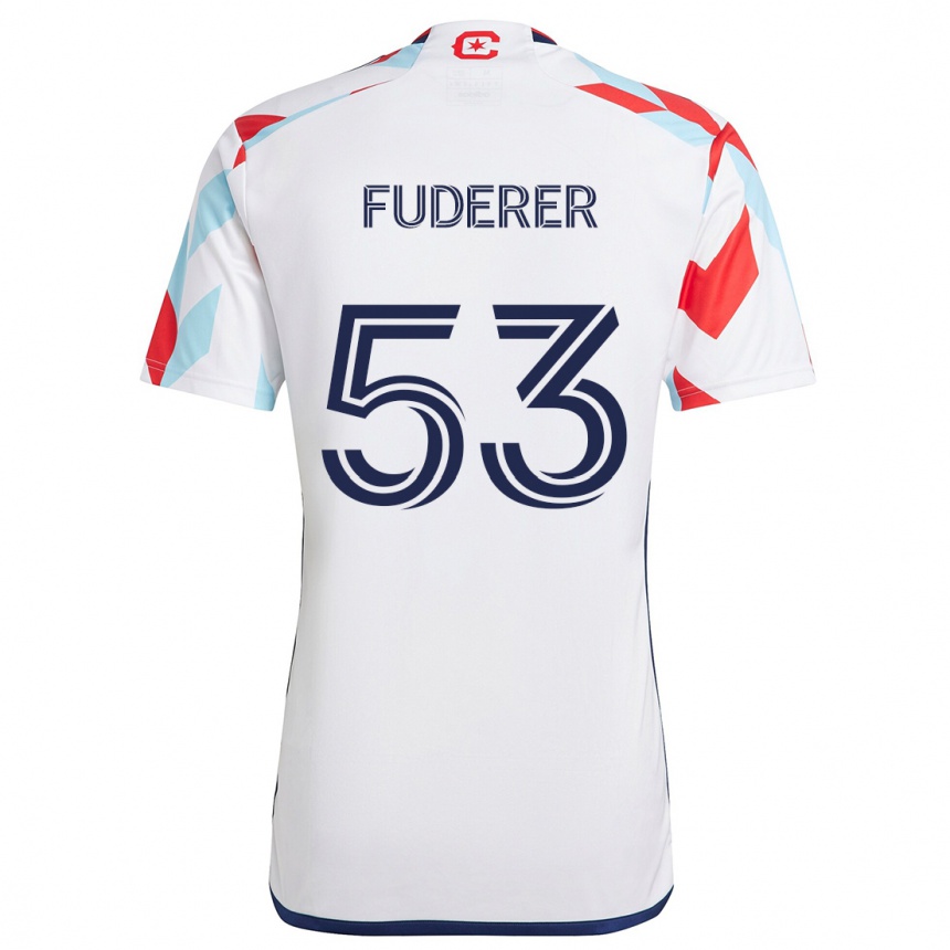 Kids Football Jake Fuderer #53 White Red Blue Away Jersey 2024/25 T-Shirt Nz