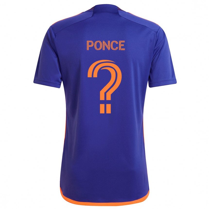 Kids Football Ezequiel Ponce #0 Purple Orange Away Jersey 2024/25 T-Shirt Nz