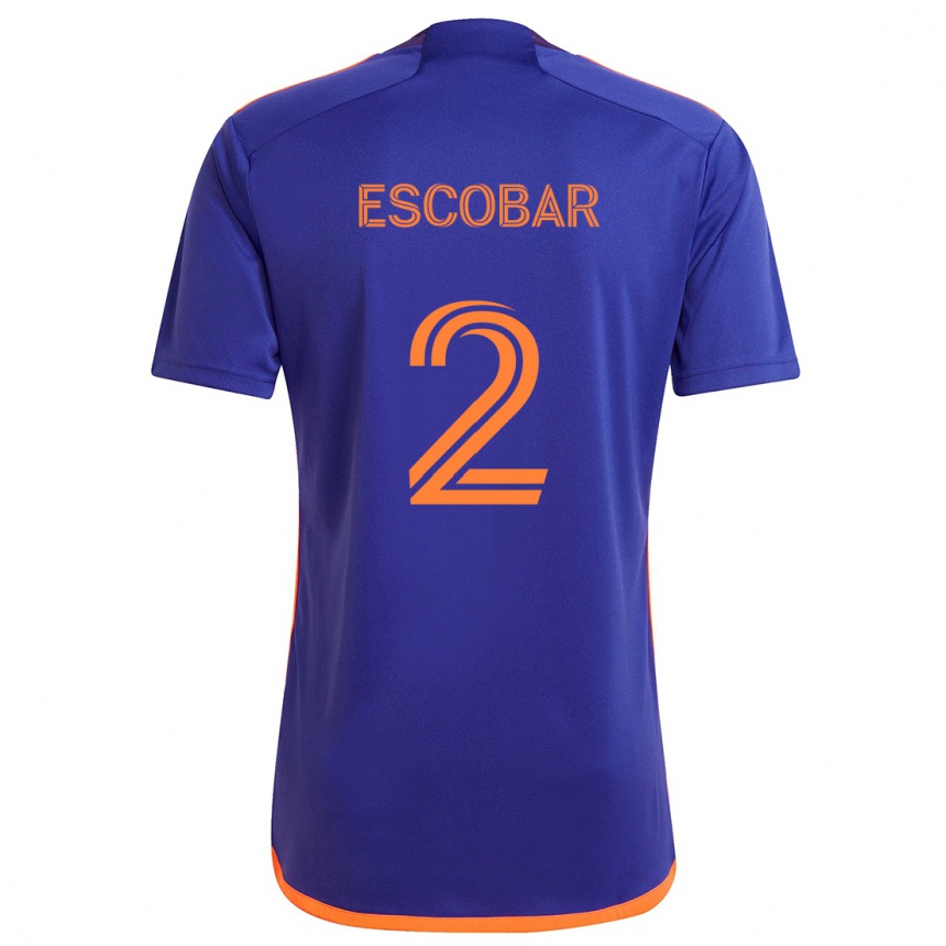 Kids Football Franco Escobar #2 Purple Orange Away Jersey 2024/25 T-Shirt Nz