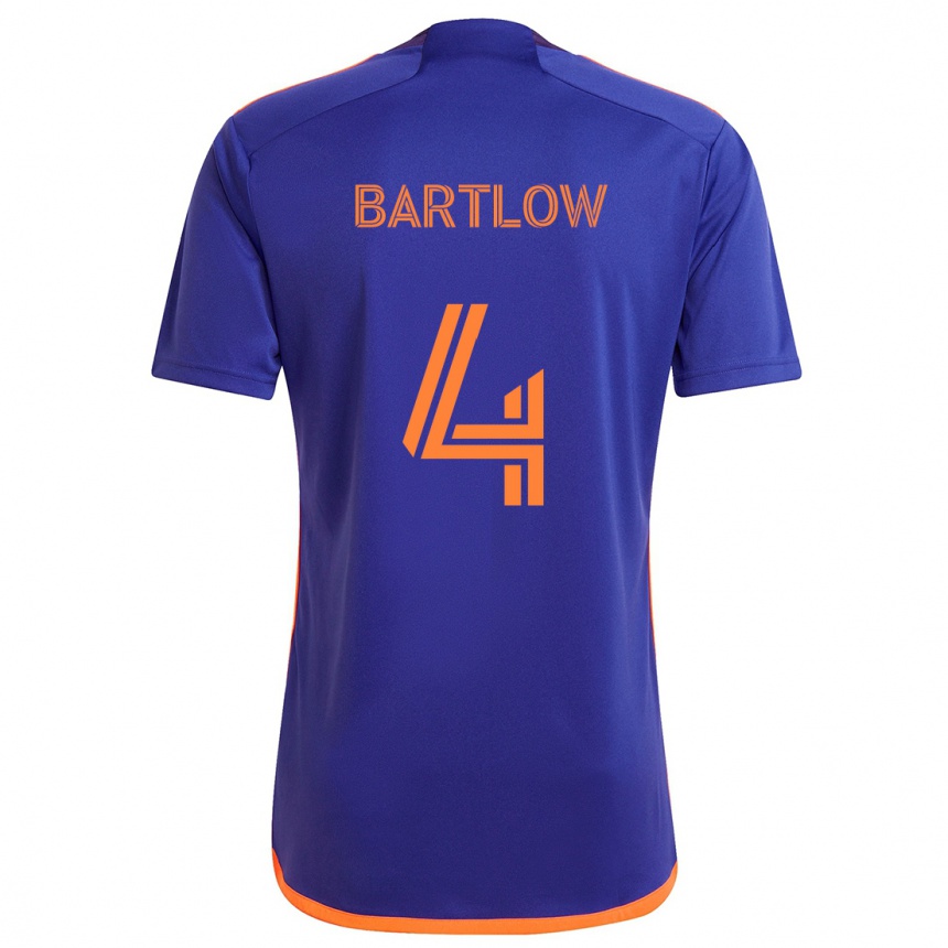 Kids Football Ethan Bartlow #4 Purple Orange Away Jersey 2024/25 T-Shirt Nz