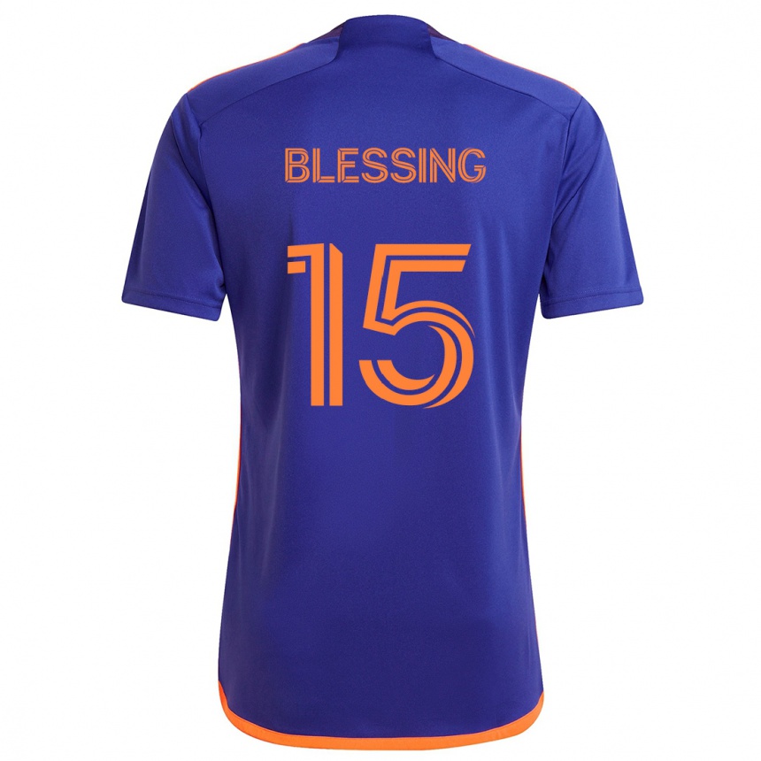 Kids Football Latif Blessing #15 Purple Orange Away Jersey 2024/25 T-Shirt Nz