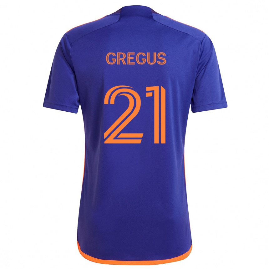 Kids Football Ján Gregus #21 Purple Orange Away Jersey 2024/25 T-Shirt Nz